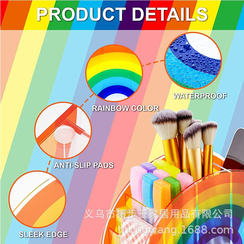 Nordic acrylic desktop collating machine, transparent iridescent, classified office stationery pen container, beautiful, can be obtained in a case