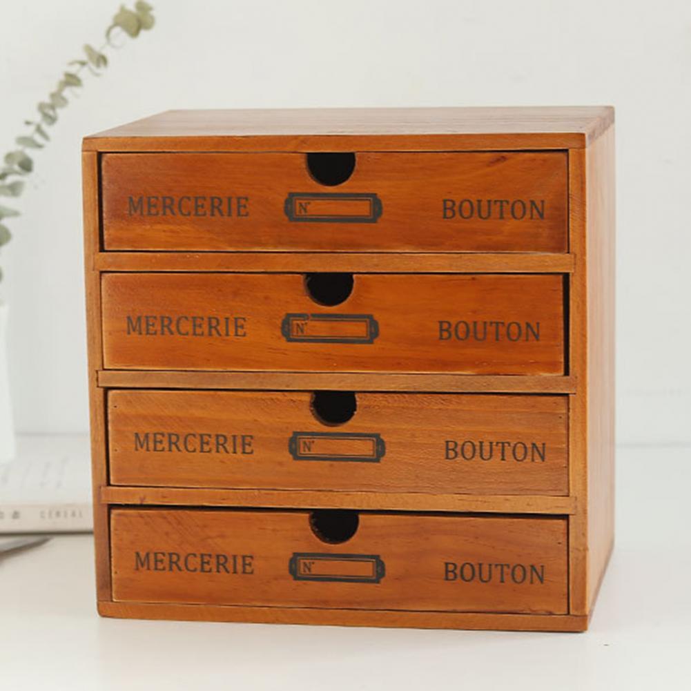 Retro Multi-layer storage box Wooden Storage Drawer Desktop Cosmetics Box Jewelry Organizer Drawer Box Cosmetics Storage Box