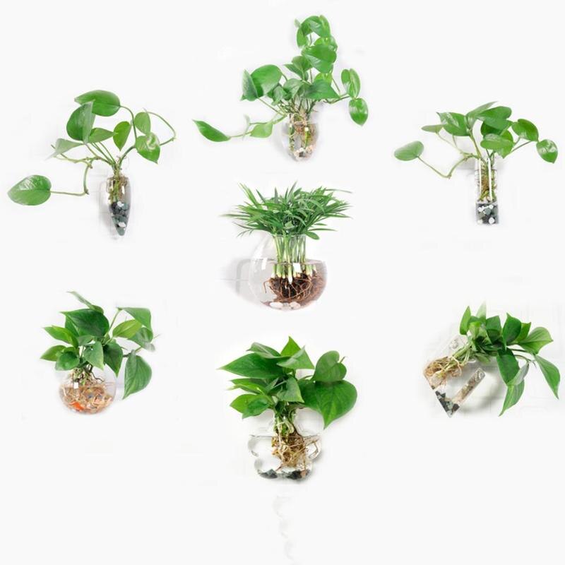 8 Shapes DIY Clear Hanging Glass Vase Flower Plants Terrarium Wall Fish Tank Aquarium Container Homw Decor