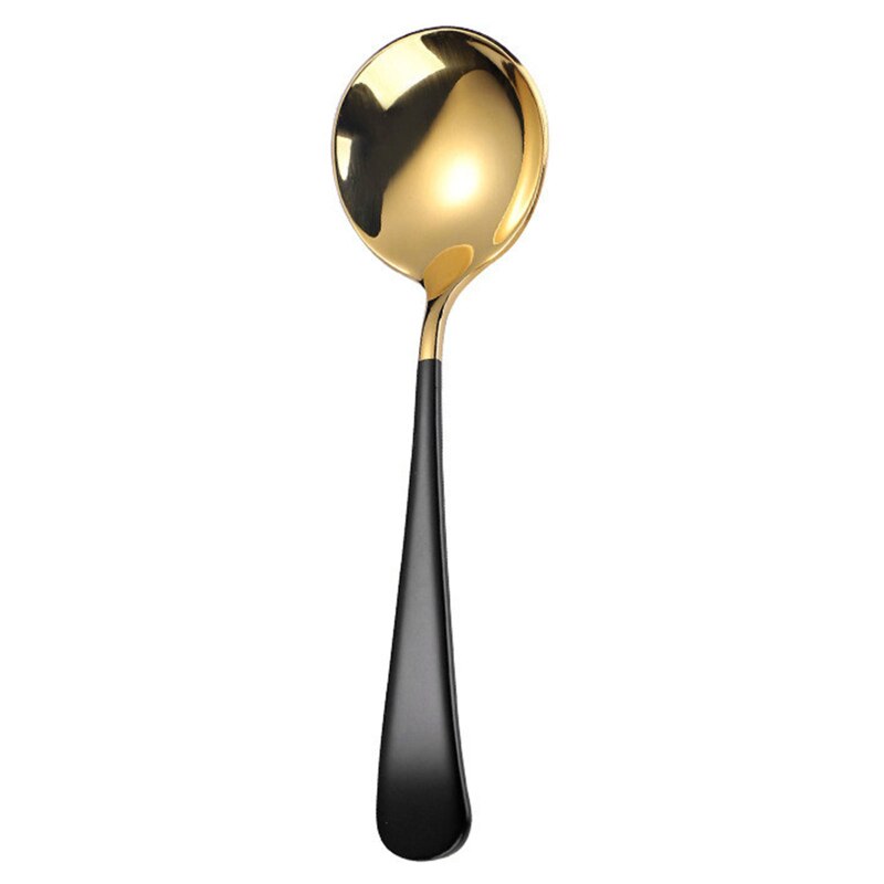 Cucharas de café elegantes de acero inoxidable para postre, utensilios de cocina, cucharas redondas de , 5 colores, 1 Uds.: E