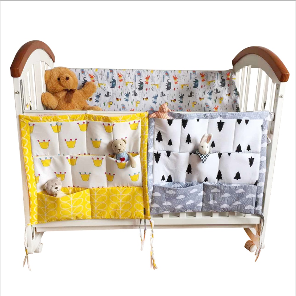 Baby katoenen wiegbed hangende opbergzak baby wiegbed organizer speelgoed luierzak voor wieg beddengoedset 60 * 50cm mrt 26