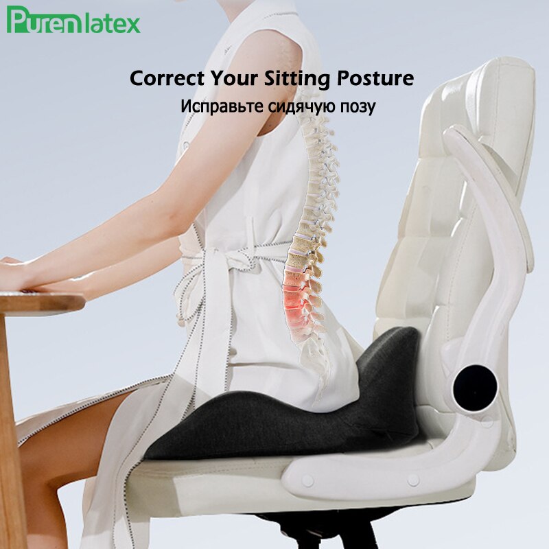 Purenlatex Memory Foam Seat Back Cushion Orthopedic Coccyx Spine Mat