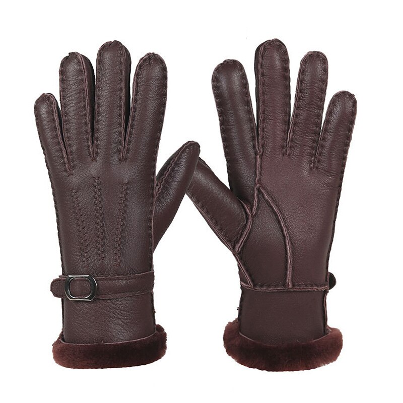Vinter kvinder mænd håndhandsker sødt varmt læder helfinger luffer udendørs sport kvinde sort ski cykling kørsel guantes: 6