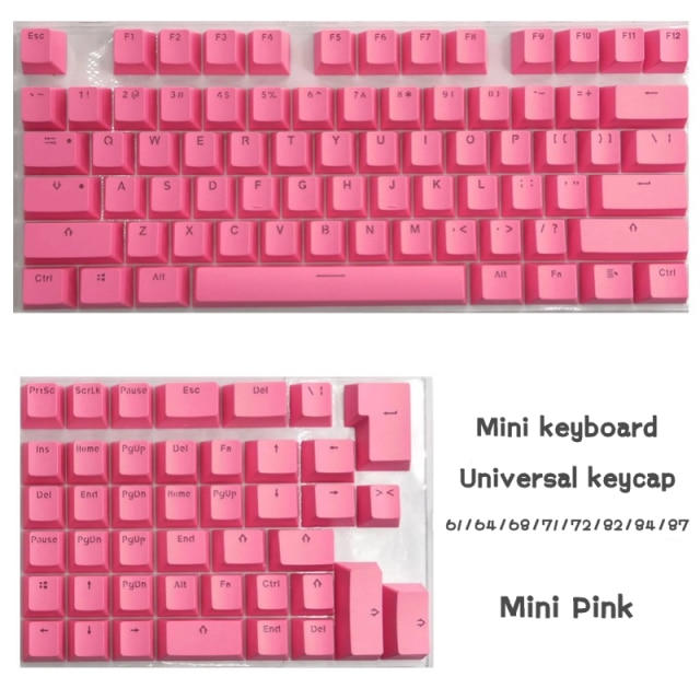 Eagiacme PBT Tastenkappen Für Mini Mechanische Tastatur Anzug Für 61/64/68/71/82/84 Layout Tastatur Mit Transparent RGB Buchstaben: Pink