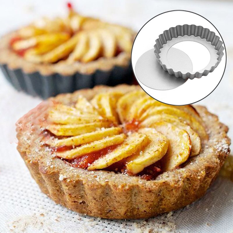 1X Home Egg Tart Pie Pan Fluted Cake Baking Tray Non Stick Mold Tool Practical 1 Pc Portable