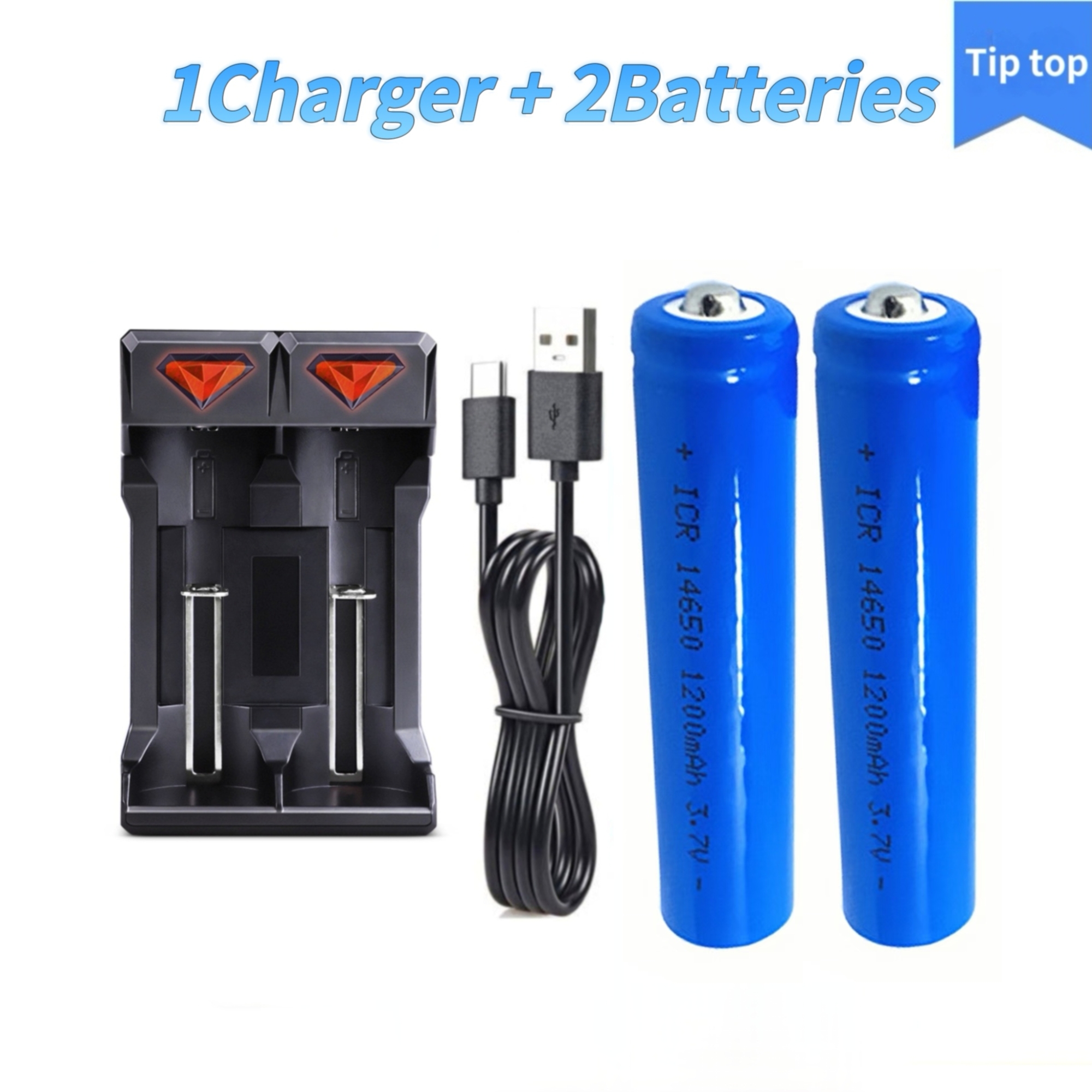 14650 battery 3.7V 1200mAh Rechargeable lithium battery Charger for Smartwatch Electric drill bluetooth Walkie talkie Multimeter: Orange