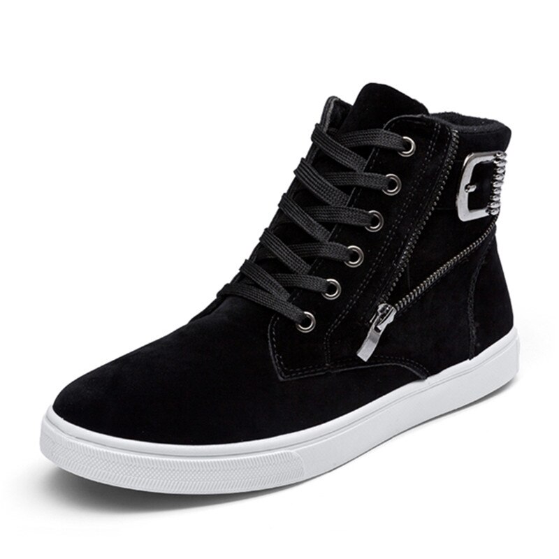 Mvp pojke män casual boots man höst ankel boots herr lägenheter casual höga toppar skor: Svart / 7