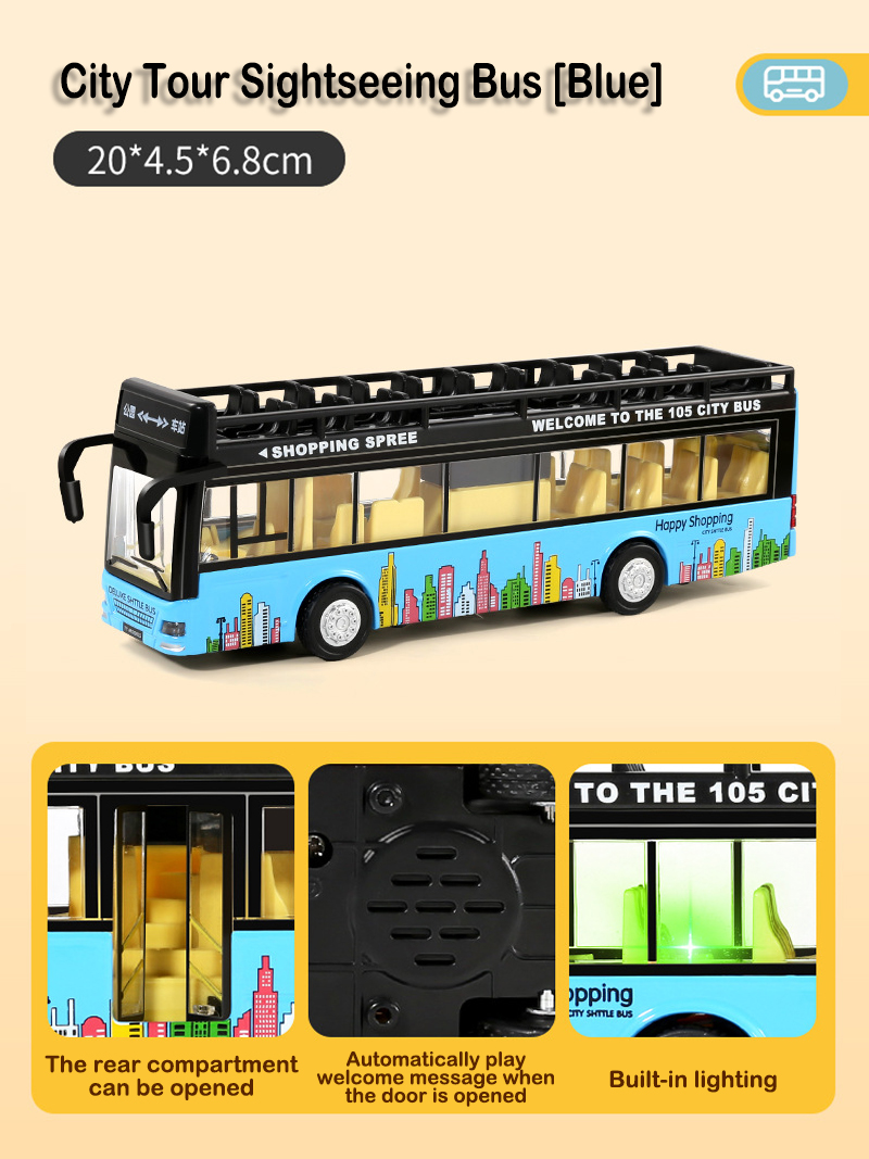 Children&#39;s toy simulation alloy car model double-decker bus bus boy toy sound and light can open the door car decoration: 4 no box