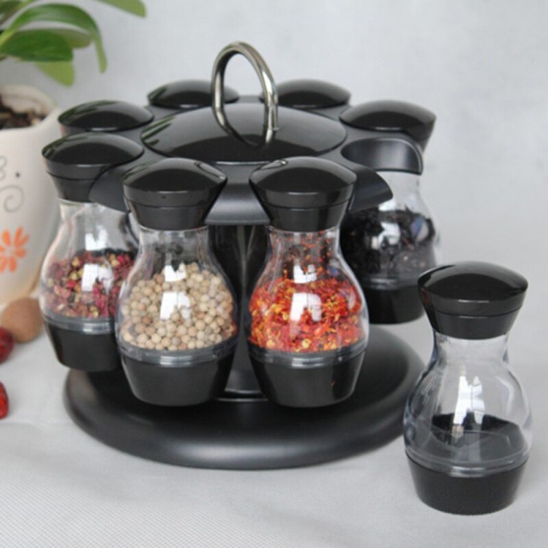 Roterende Cruet Kruiderij Kruiden Potten Set Voor Specerijen Peper Sprays Flessen Zout Shakers Houder Keuken Opslag Rack Organizer