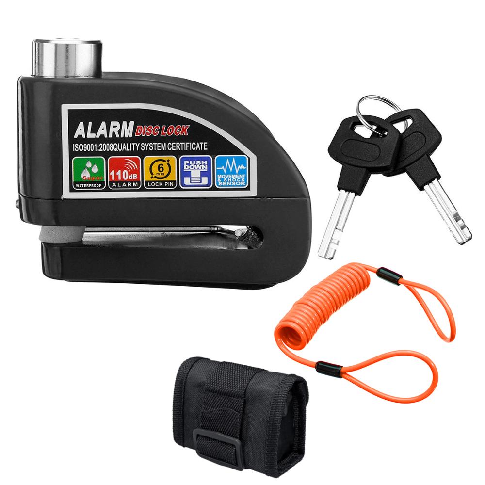 Câble de rappel pour moto et Scooter en métal, 2m/6 pieds, serrure de frein de vélo, sécurité, antivol, roue, disque, Kit d&#39;alarme: H