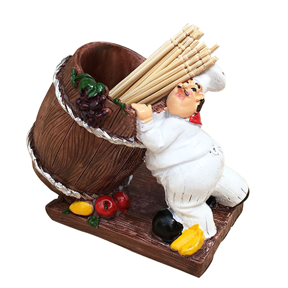 Restaurant Table Accessories Kitchen Home Decor Fat Chef Shape Toothpick Holder Storage Box Dispenser No Lid Resin Container: 2