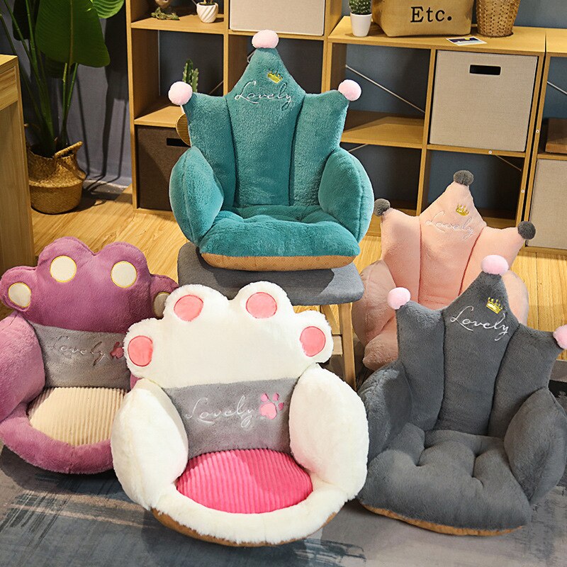 Cojín de felpa con forma de pata de gato para bebé y niño, cojín para silla de comedor, esterilla de sofá para el hogar, suelo interior, de decoración de invierno