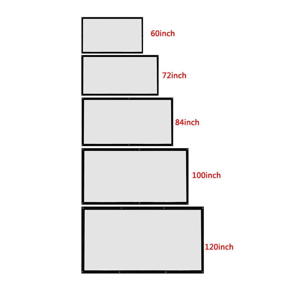 120Inch Projection Screens 3D HD Wall Mounted Projection Screen Canvas 16:9 LED Projector Screen Frame for Home Theater Cinema