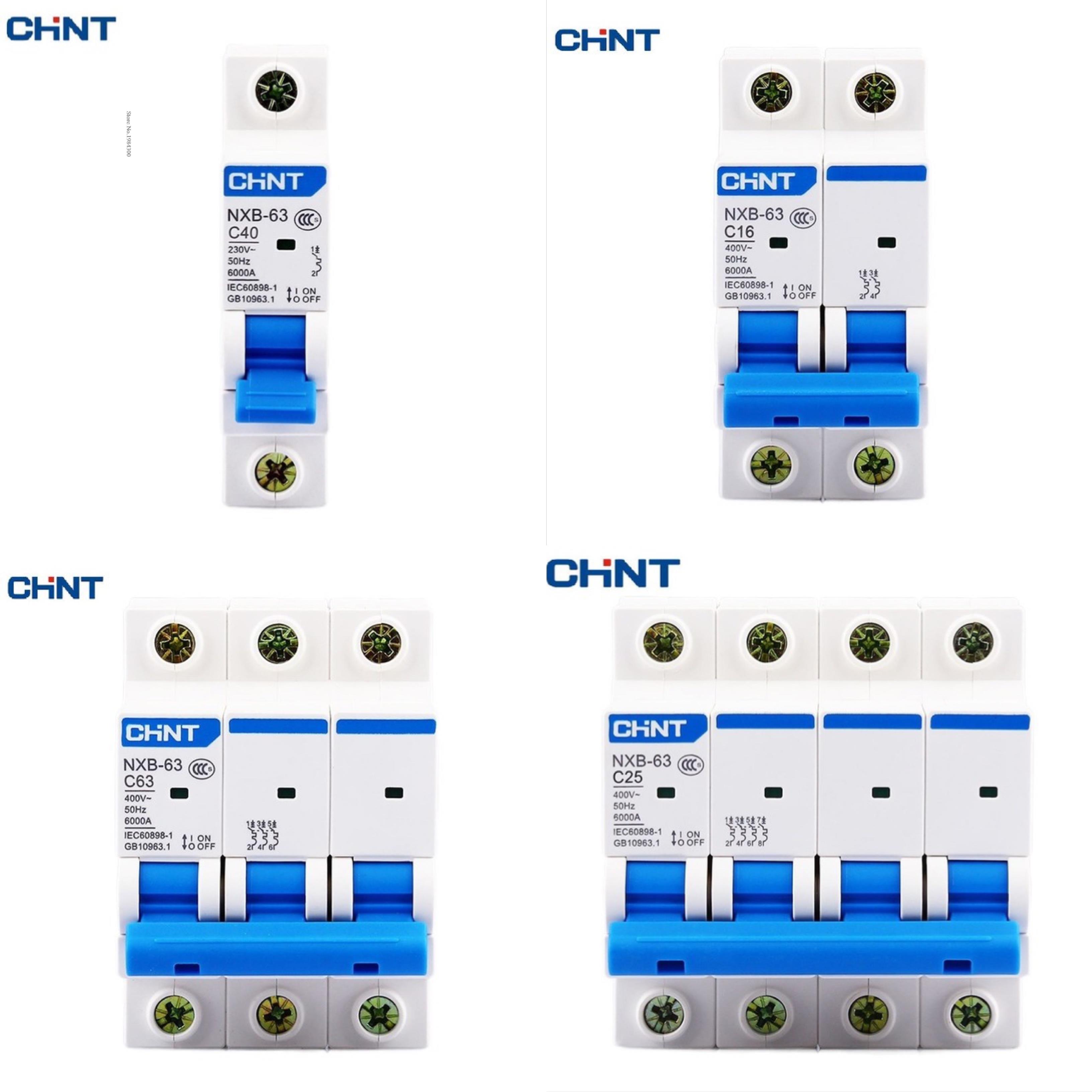 CHINT NXB-63 DZ30 DZ40 EPN DPN TPN 1P 2P 3P 4P AC 230/400V Circuit Breaker MCB DIN Rail Mounting Miniature Household Air Switch