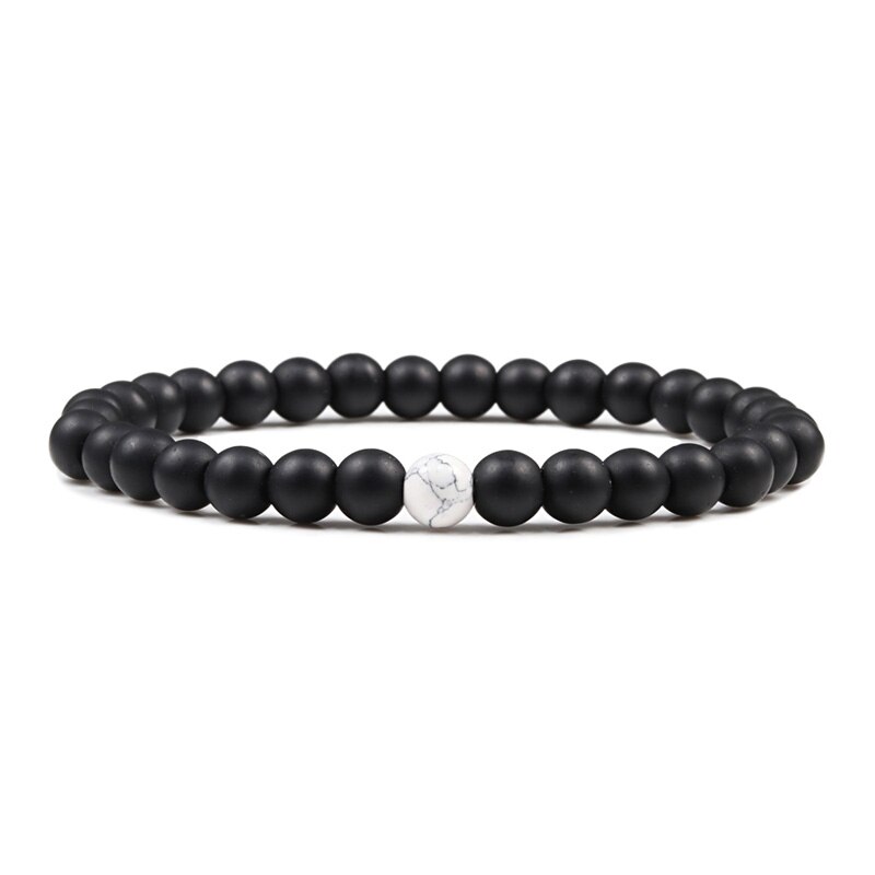 Pulseras de distancia para parejas de piedra de Lava de para hombres, brazaletes de cuentas de Yin Yang blancos y naturales para mujeres, amigas, Pulseira: matte-white