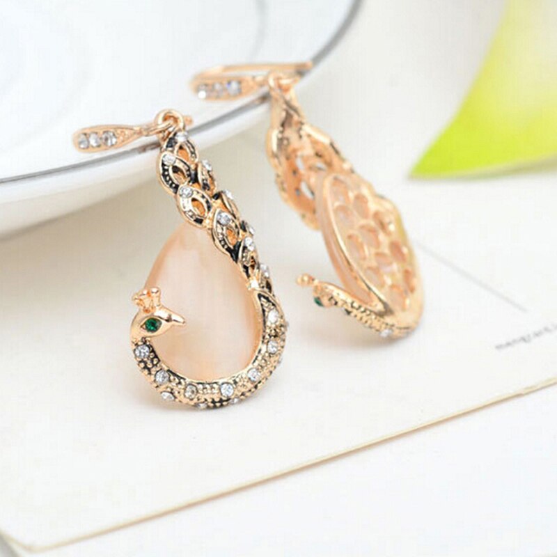 Opal Crystal Peacock Jewelry Set Romantic Necklace Earrings Women Jewelry Wedding Jewelry Set