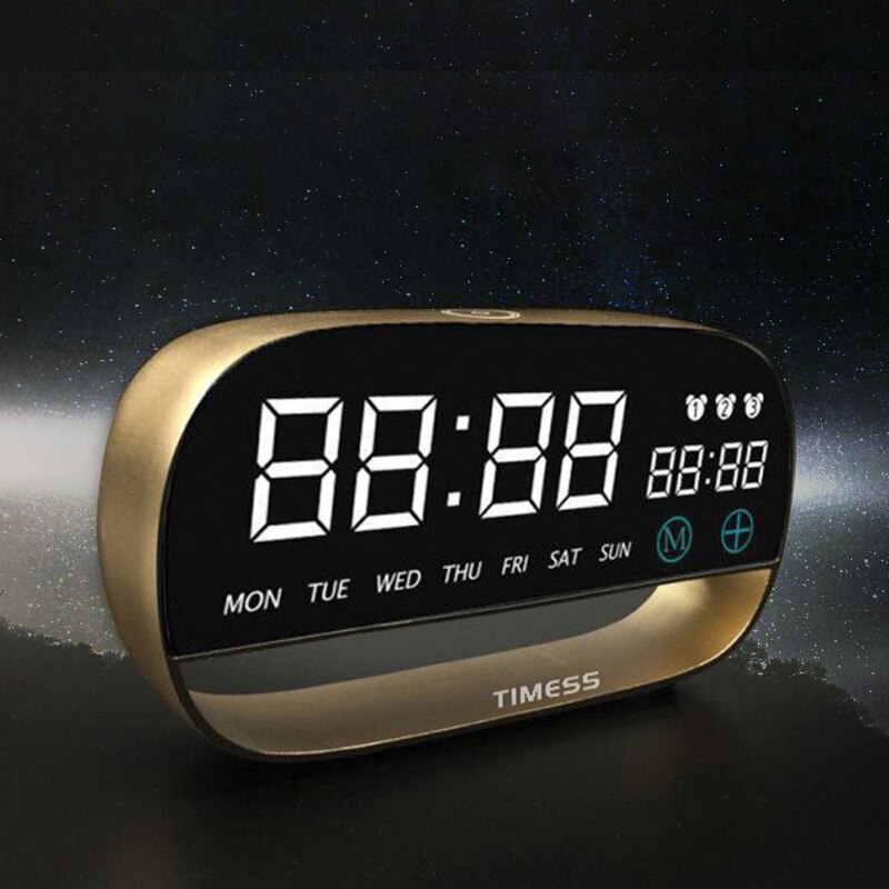 TIMESS Alarm Clock Digital Electronic Clock Touch Sensing With Backlight Snooze Function LED Clock