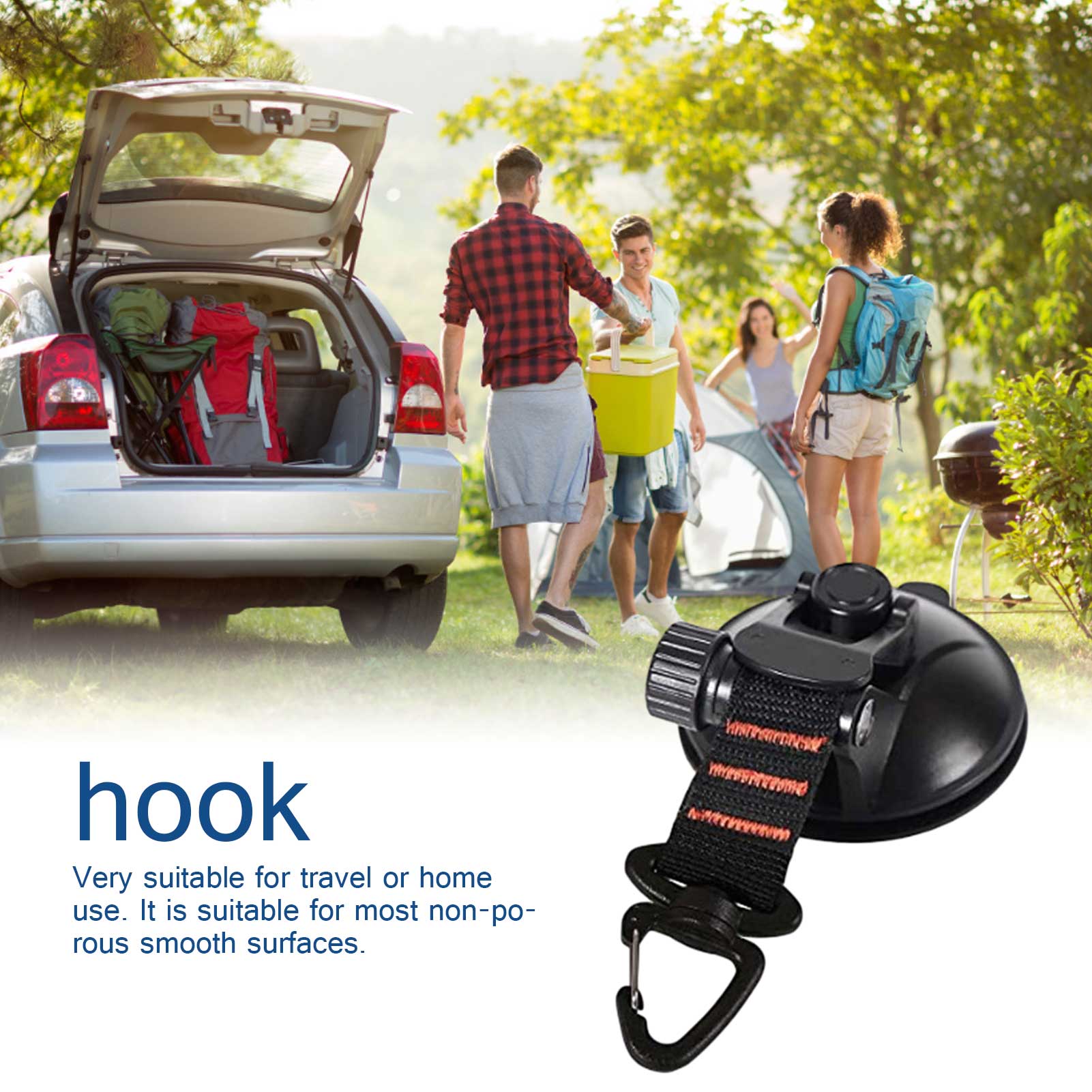 Anclaje con ventosa para exteriores, gancho de seguridad para atar, lona de Camping como toldo lateral del coche, lonas de piscina, accesorio para carpas de coche al aire libre