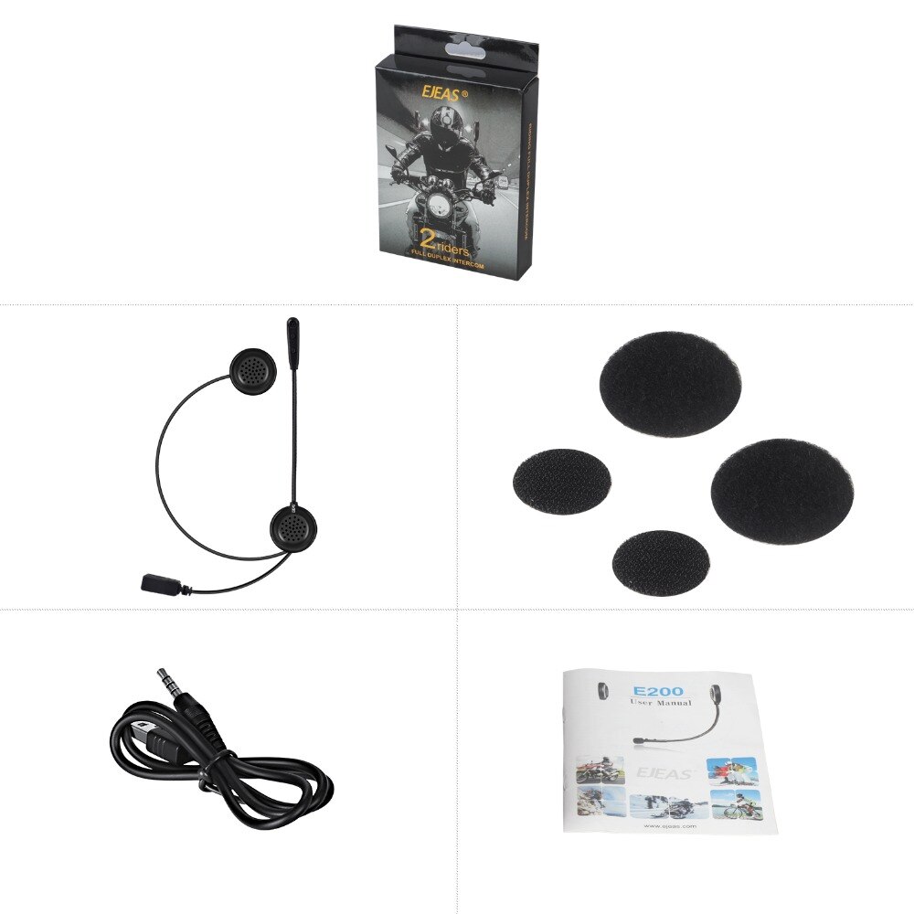 Ejeas intercomunicadores de casco moto hjelm bluetooth headset motorcykel samtaleanlæg 2 ryttere hjelm bluetooth motorcykel headset