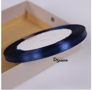 Fita de cetim de poliéster, 25 jardas, 22 metros, azul marinho, tecido, natal, festa de casamento, baile, decoração, bolo, envoltório, acessórios diy: 6 mm