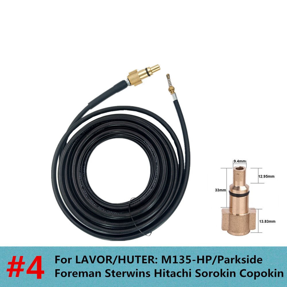 Hnyri 10m 33ft.  vattenrengöringsslang avloppsrör för karcher/lavor/interskol/huter/nilfisk/elitech rengöringstryckmaskin: Typ 4