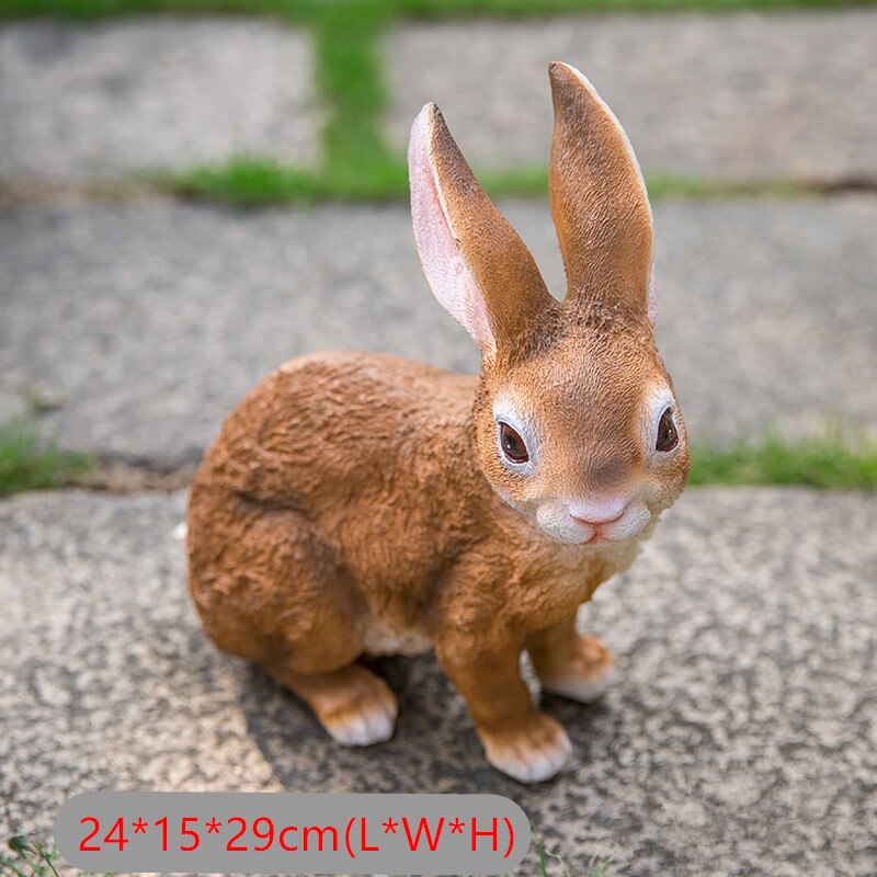 Large Resin Bunny Rabbit Figurines Garden Ornament Outdoor Art Yard Garden Animal Figurines Rabbits Decoration