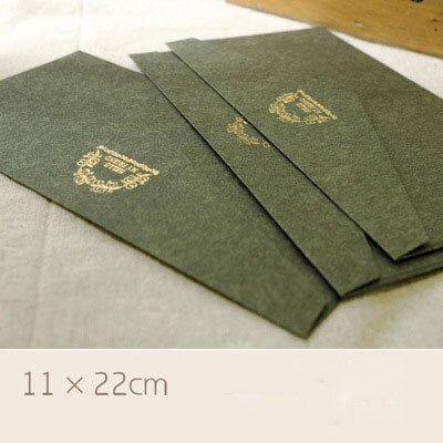 Ezone 1pc konvolut i europæisk stil trykt stemplingsmønster kraftpapir konvolut 11*22cm tegnebogskonvolut