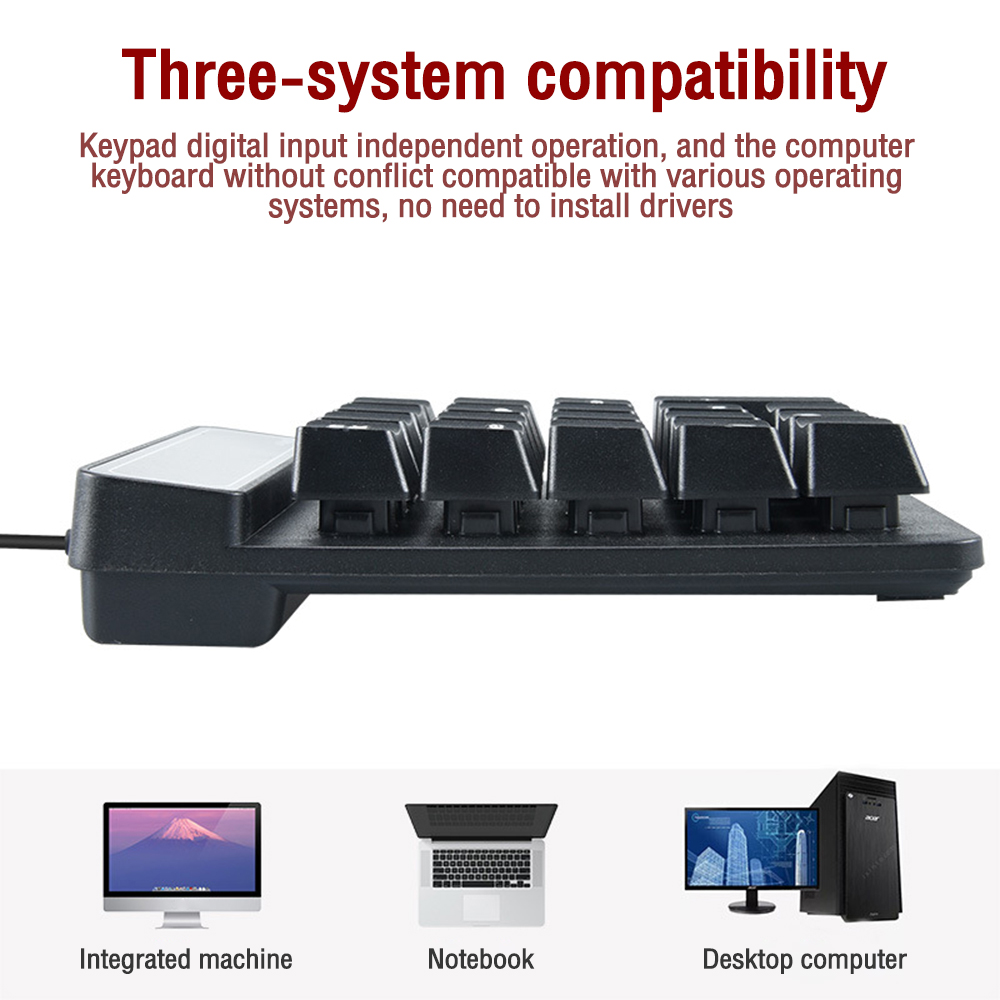 Clavier numérique universel fil USB Mini numéro clavier keycap pour ordinateur portable ordinateur de bureau pavé numérique 19 touches clavier comptable