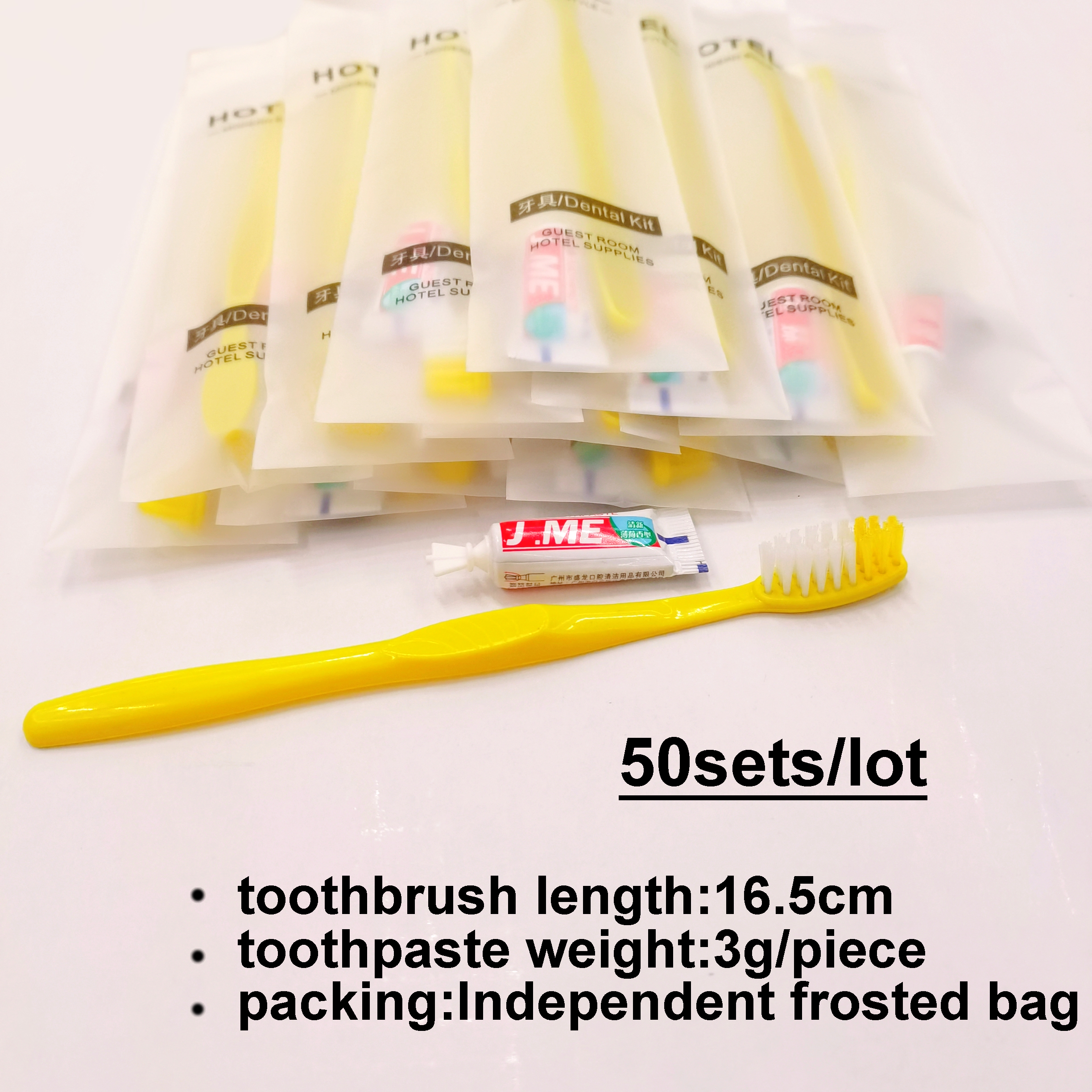 Suministros para hotel, viaje, Kit Dental, cepillo de dientes desechable, juegos de pasta de dientes, embalaje independiente al por mayor: Marfíl