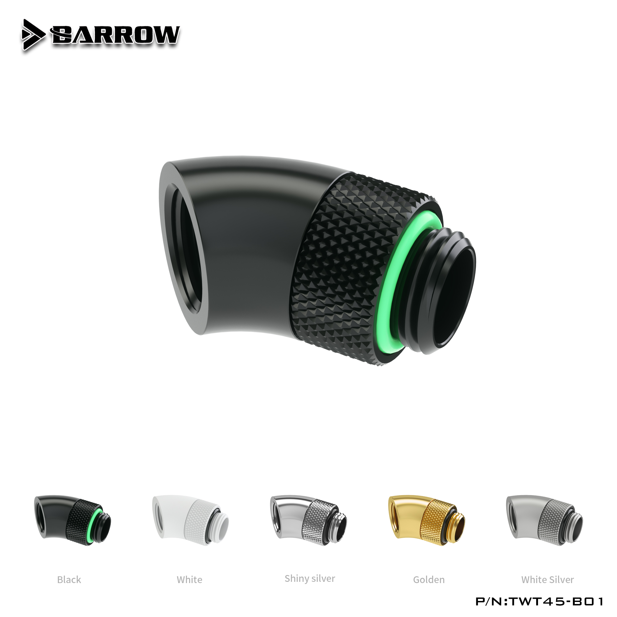 Barrow PC refroidissement par eau raccords rotatifs connecteur de tube tube coulissant 45 degrés refroidisseur d'eau dissipateur thermique gadget adaptateur TWT45-B01