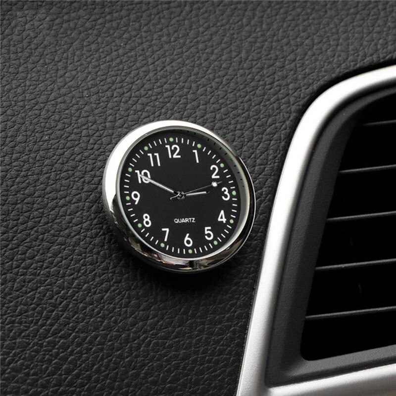 Mini Auto Quartz Horloge Desktop Auto Decorating Stick-On Klok Auto Air Vent Quartz Klok Horloge Auto Kantoor Decoreren ornament: Black A