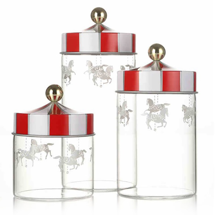 Verzegeld Opslag Jar Glas Transparant Koffieboon Graan Container Set Kerst Vochtbestendige Jar Carrousel Glas Voedingsmiddelen Fles
