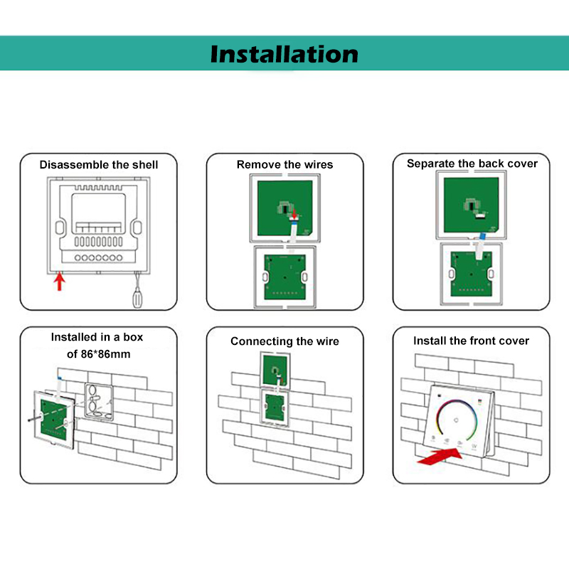 Touch Gehard Glas Panel Schakelaar DC12-24V Led Strip Light Dimmer Controller Muur Gemonteerde Schakelaar Voor Cct Rgb Rgbw Tape Lights