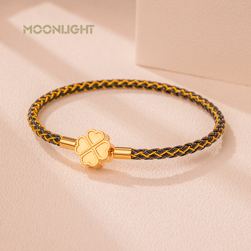 MOONLIGHT Mode Klassieke Klavertje Vier Armband voor Vrouwen Roestvrij Staal Gevlochten Armband Vrouwelijke Sieraden 10 Kleuren