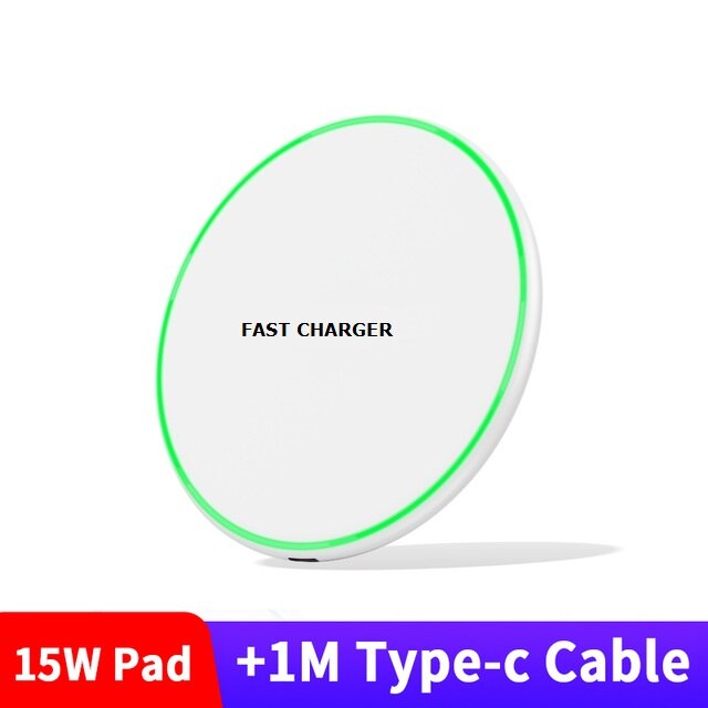 15W QI bezprzewodowa ładowarka Podkładka szybka ładowarka dla Iphone 11 zawodowiec MAX XS MAX XR X 8 Samsung S20 S10 S9 Huawei P40 zawodowiec stacja ładująca: 15W biały