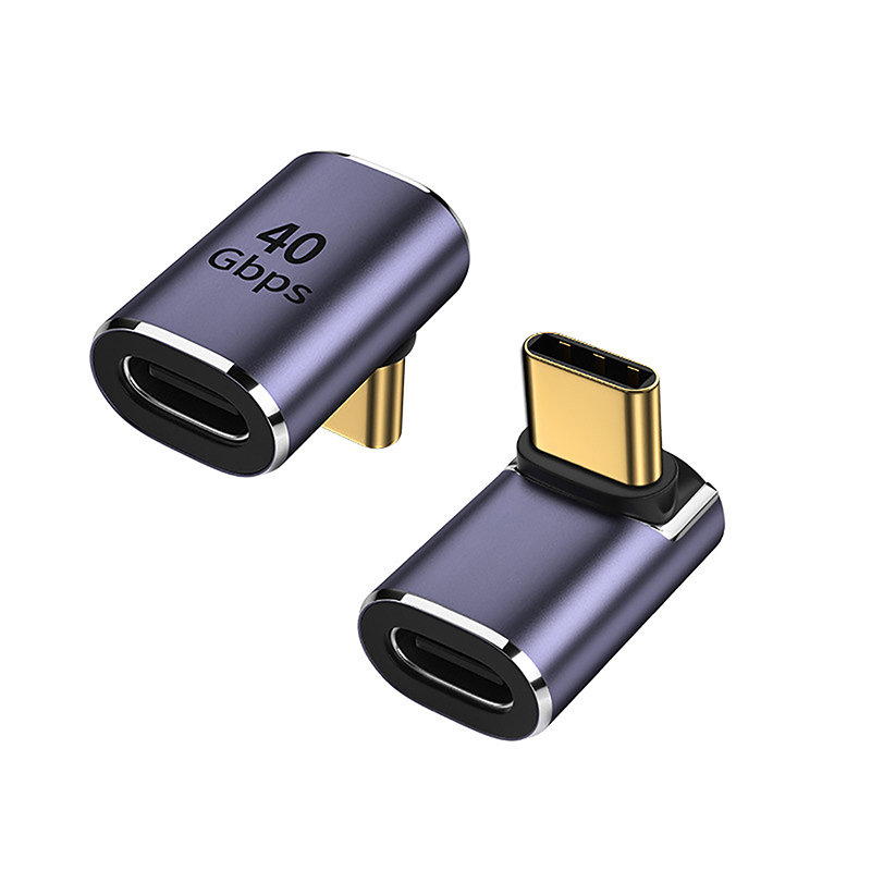 1PC USB Type-C Adapter 90 Degree Quick Charge Converter Male To Female PD Data Transfer for Macbook 40Gbps High Speed Adapter: Orange