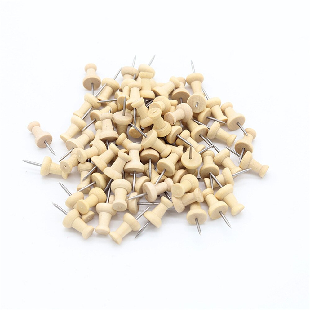 40pcs/box Map Thumbtacks Wood Push Pins Diy Thumb Tacks For Photos Cork Board