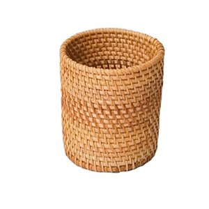 Simple Autumn Rattan Hand Woven Pen Holder Organizer Makeup Brush Holder Stationery Office Desk Accessories Decor: 1