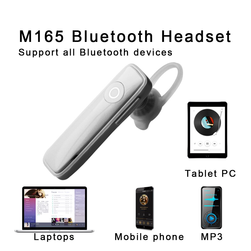 Kvinder mænd unisex  m165 stereo enkelt øretelefon mini headset trådløs bluetooth med mikrofon til androidios håndfri