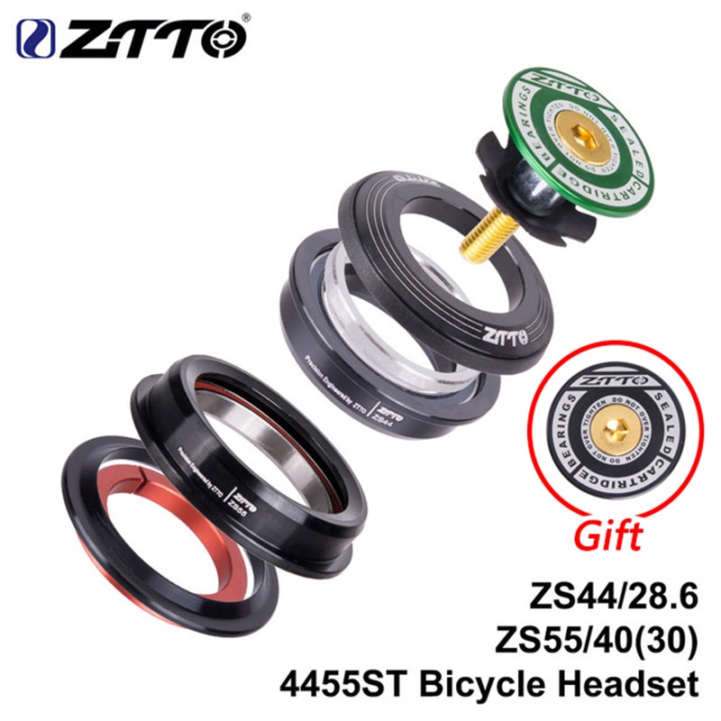 ZTTO MTB Headset ZS44 ZS55 Tapered Straight Universal 1.5 inch 28.6mm Fork Zero Stack Integrated With Cups MTB road bike 4455ST