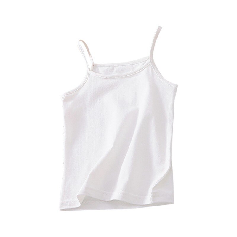 Sommar tjej camisoles barn ärmlös väst solid tryck toppar blus bomull fritidskläder barnkläder
