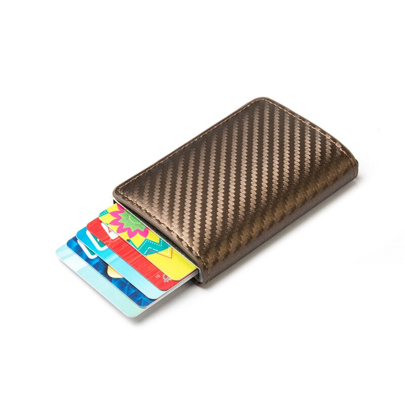 Bycobecy Clutch Pop-Up Smart Wallet Cardbon Fiber Rfid Metalen Kaarthouder Lederen Aluminium Doos Slanke Dunne card Case