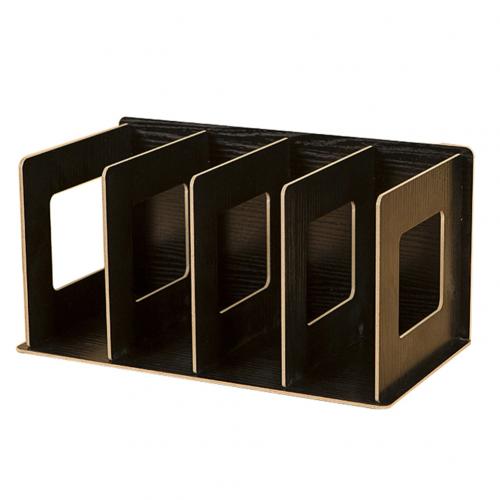 Estantería Simple de varios niveles para libros, estante de almacenamiento original de 4 rejillas para libros y artículos diversos, gabinete de madera DIY, estante de escritorio para libros para niños y el hogar: Negro