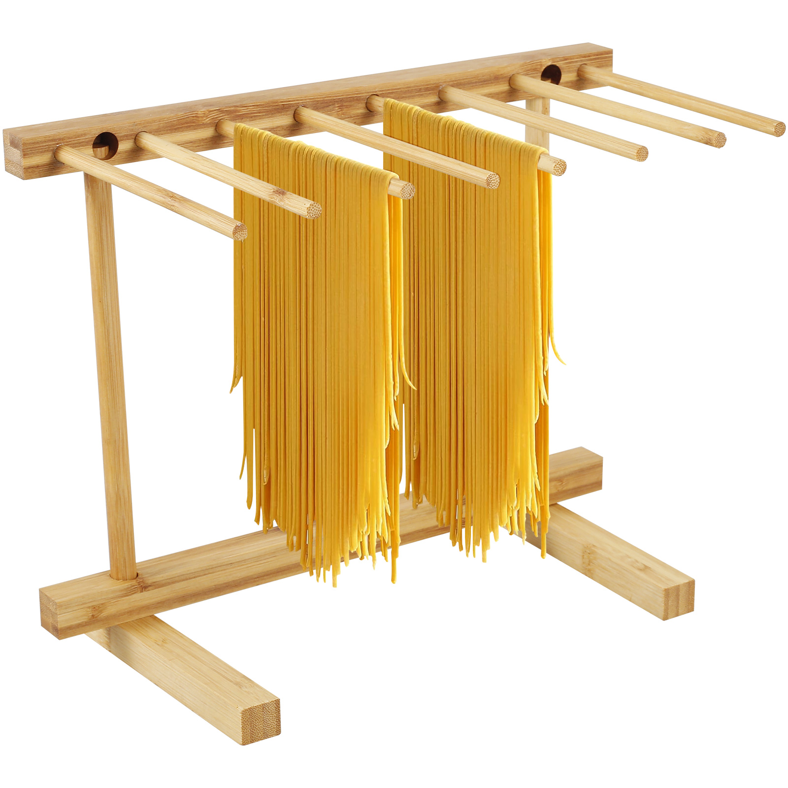 Rack de secagem de macarrão doméstico com 8 barras de madeira rack de secagem de macarrão destacável suporte portátil rack de suspensão de macarrão: Preto