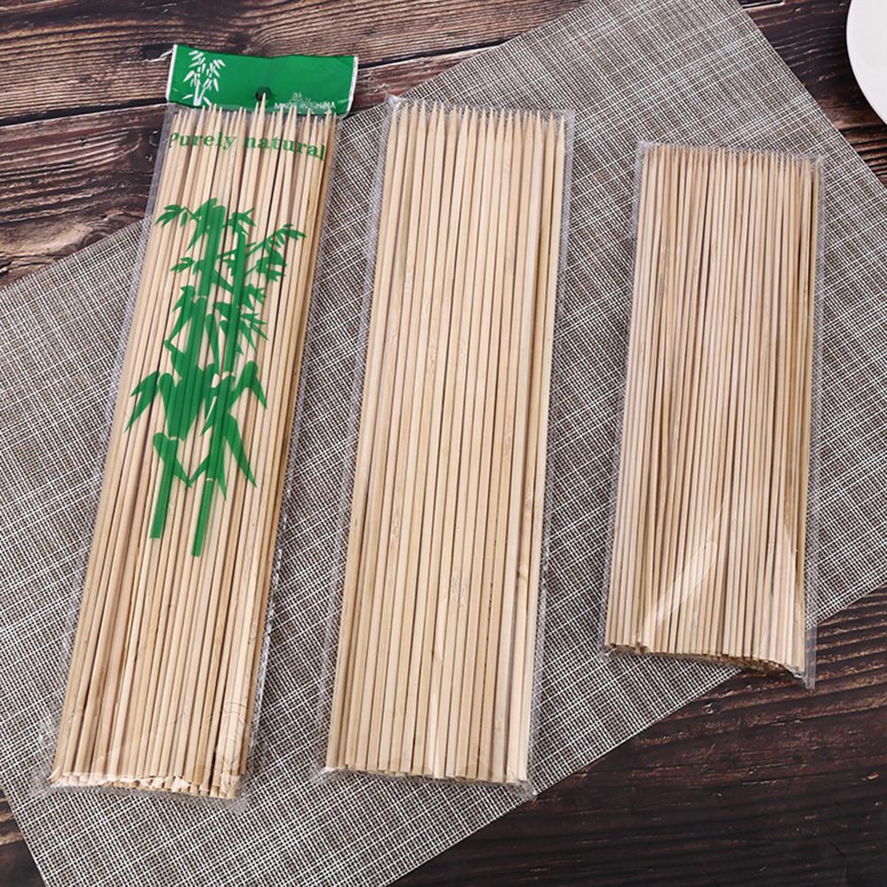 50/100Pcs Natural Bamboo Sticks Wooden Barbecue Kabob Skewers for Grill BBQ Kebab Marshmallow Roasting Fruit Picks Eco-Friendly