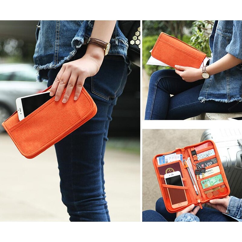 Funda de pasaporte de negocios impermeable para hombre y mujer, bolsa organizadora de documentos de viaje, tarjetero de mano, billetera