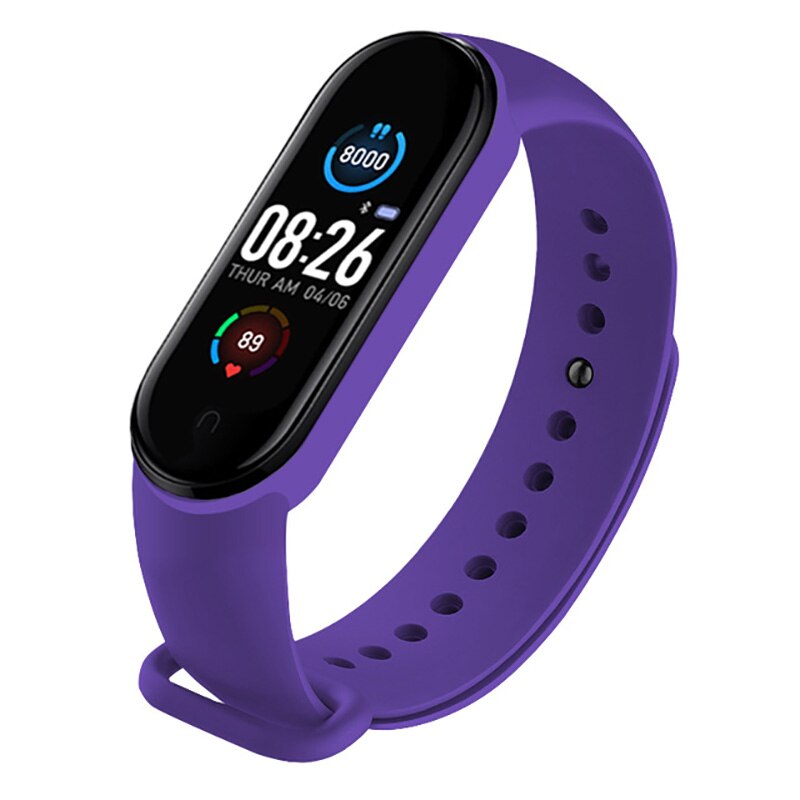 M5 Smart Band Fitness Trcker Sport Bracelet Pedometer Heart Rate Blood Pressure Bluetooth Health Wirstband Weather Smartwatch: Purple