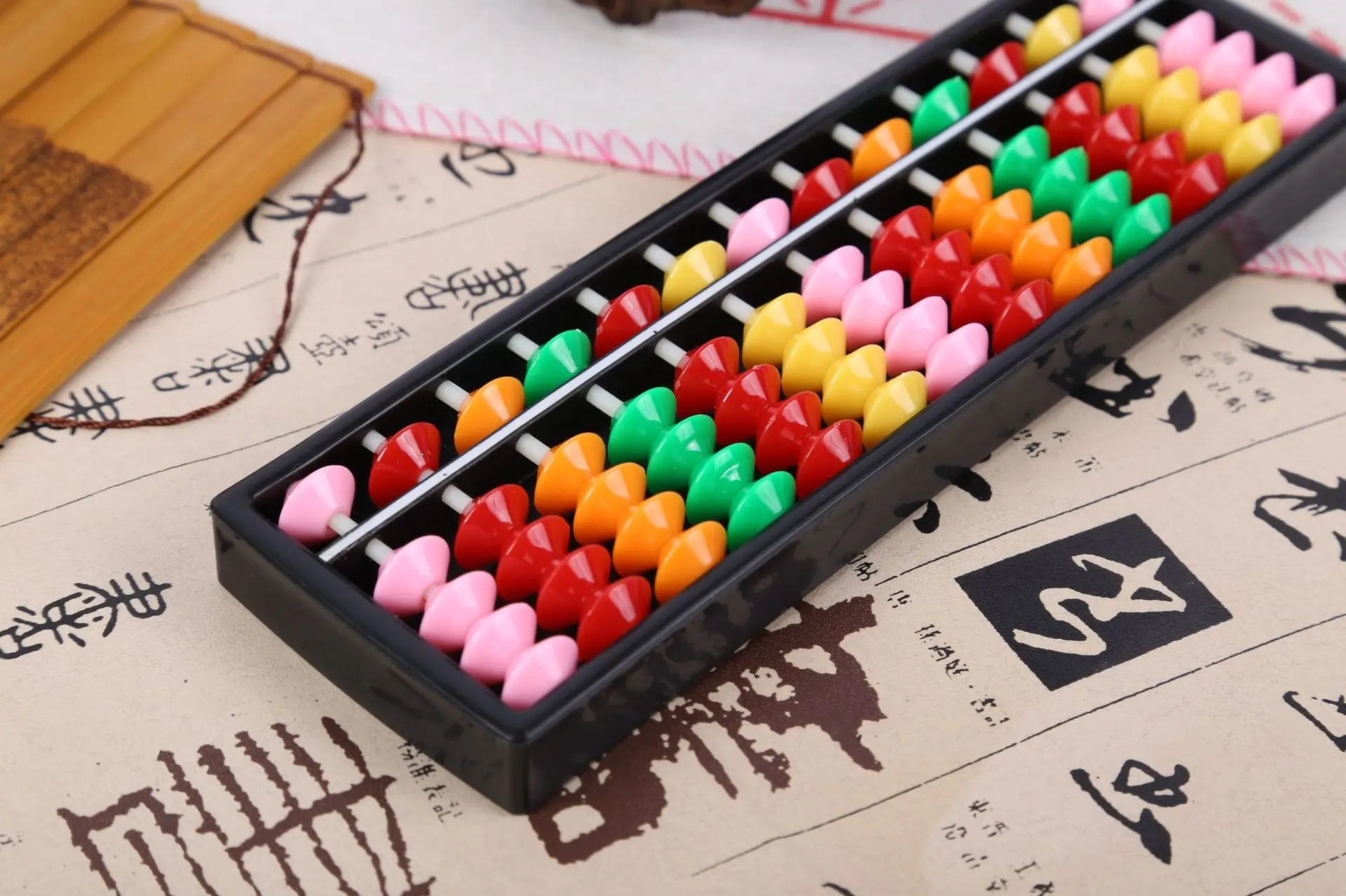 Portable Chinese 13 Digits Column Abacus Arithmetic Soroban Calculating Counting Math Learning Tool for Children: Orange