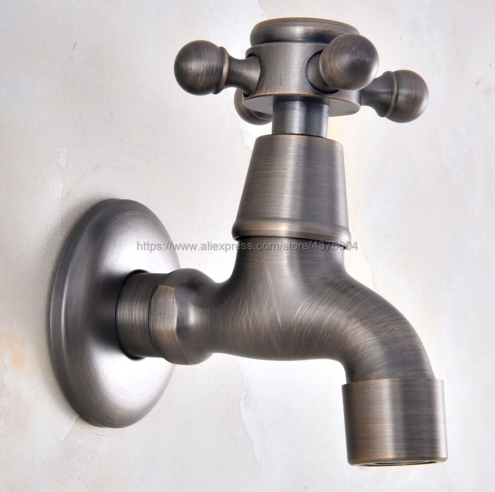 Antieke Bronzen Kruis Handvat Wall Mount Mop Zwembad Water Tap Kraan Enkel Handvat Koud Water Kraan Nav350