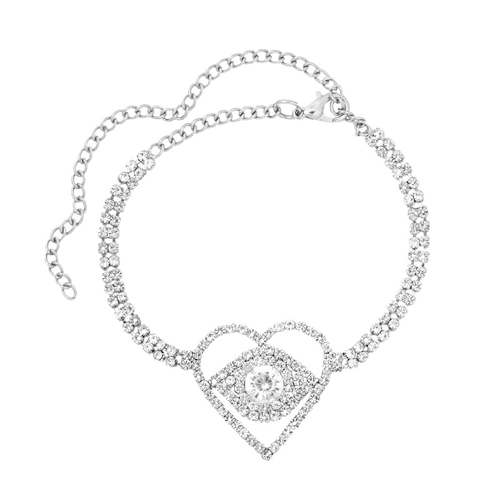 Glänsande kristall tennis fotled för kvinnor guld silver färg strass onda ögon fot armband armband kvinnliga bröllop bal smycken: J014601sl